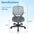 Sedia da scrivania ergonomica per bambini Costway regolabile in altezza con ruote universali Sedia da lavoro Blu/Nero/Grigio/Rosa