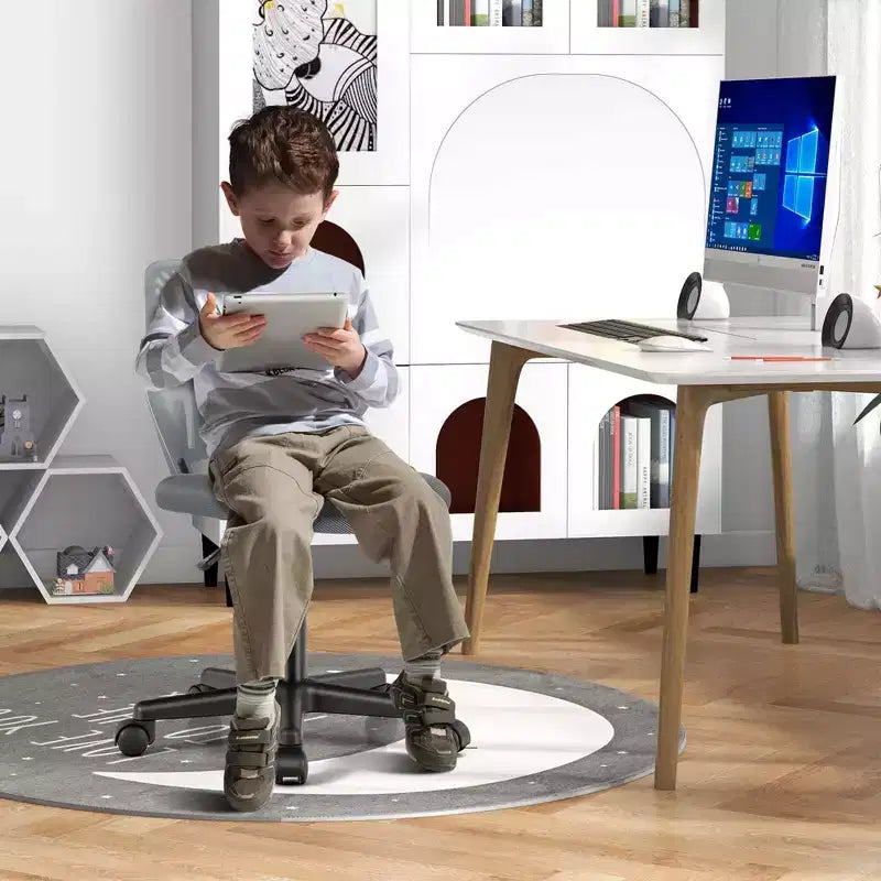 Sedia da scrivania ergonomica per bambini Costway regolabile in altezza con ruote universali Sedia da lavoro Blu/Nero/Grigio/Rosa
