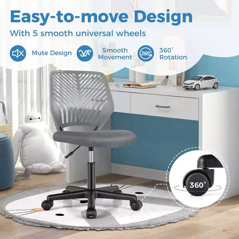 Sedia da scrivania ergonomica per bambini Costway regolabile in altezza con ruote universali Sedia da lavoro Blu/Nero/Grigio/Rosa