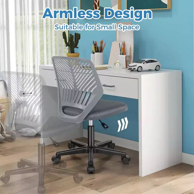 Sedia da scrivania ergonomica per bambini Costway regolabile in altezza con ruote universali Sedia da lavoro Blu/Nero/Grigio/Rosa