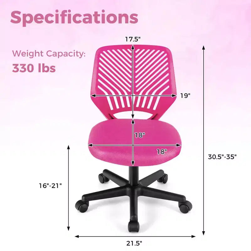 Sedia da scrivania ergonomica per bambini Costway regolabile in altezza con ruote universali Sedia da lavoro Blu/Nero/Grigio/Rosa