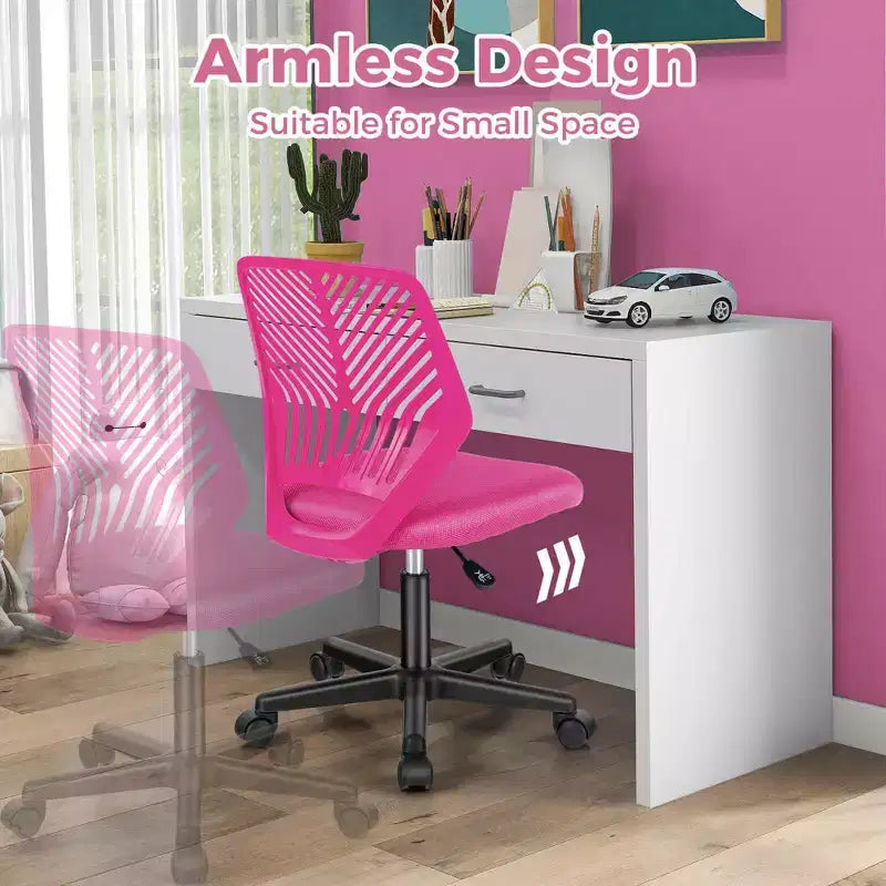 Sedia da scrivania ergonomica per bambini Costway regolabile in altezza con ruote universali Sedia da lavoro Blu/Nero/Grigio/Rosa