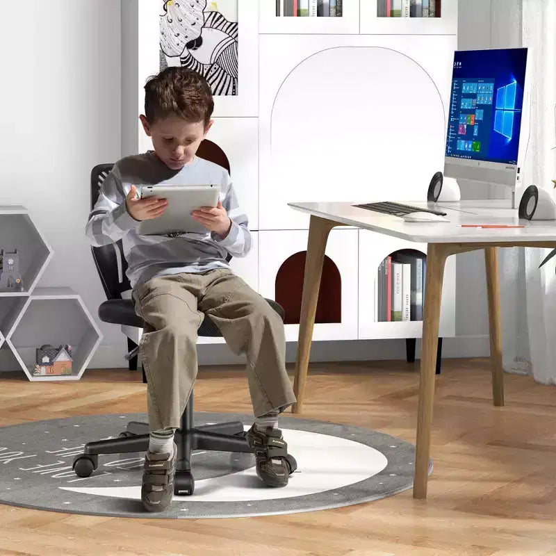 Sedia da scrivania ergonomica per bambini Costway regolabile in altezza con ruote universali Sedia da lavoro Blu/Nero/Grigio/Rosa