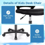 Sedia da scrivania ergonomica per bambini Costway regolabile in altezza con ruote universali Sedia da lavoro Blu/Nero/Grigio/Rosa