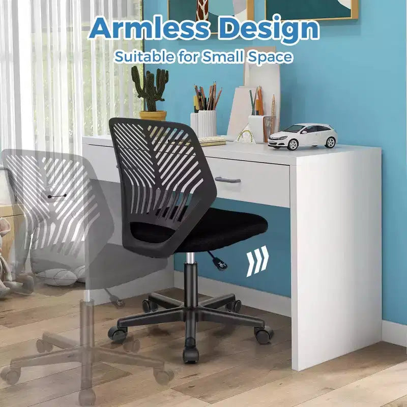 Sedia da scrivania ergonomica per bambini Costway regolabile in altezza con ruote universali Sedia da lavoro Blu/Nero/Grigio/Rosa