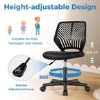 Sedia da scrivania ergonomica per bambini Costway regolabile in altezza con ruote universali Sedia da lavoro Blu/Nero/Grigio/Rosa