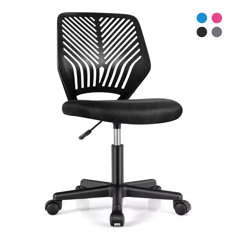 Costway Height-adjustable Ergonomic Kids Desk Chair with Universal Casters Working Chair Blue/Black/Grey/Pink