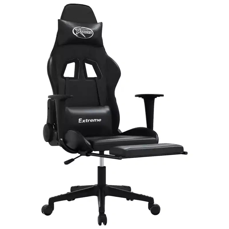 vidaXL Sedia da gaming massaggiante con poggiapiedi, nera, in similpelle