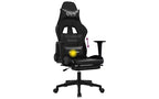 vidaXL Sedia da gaming massaggiante con poggiapiedi, nera, in similpelle