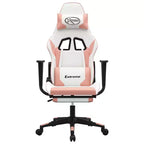 vidaXL Sedia da Gaming con Poggiapiedi, Bianca e Rosa, in Similpelle
