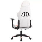 vidaXL Sedia da Gaming con Poggiapiedi, Bianca e Rosa, in Similpelle