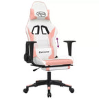 vidaXL Sedia da Gaming con Poggiapiedi, Bianca e Rosa, in Similpelle