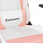 vidaXL Sedia da Gaming con Poggiapiedi, Bianca e Rosa, in Similpelle