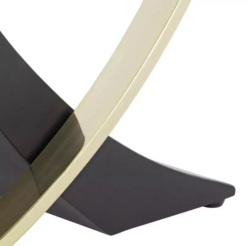 Studio 55D Tavolino d'appoggio moderno quadrato nero 61 cm di larghezza, gamba in oro spazzolato, piano in vetro trasparente per soggiorno, camera da letto, comodino, ingresso, ufficio