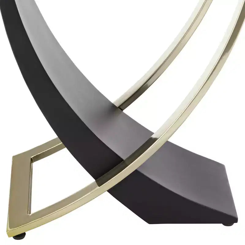 Studio 55D Tavolino d'appoggio moderno quadrato nero 61 cm di larghezza, gamba in oro spazzolato, piano in vetro trasparente per soggiorno, camera da letto, comodino, ingresso, ufficio