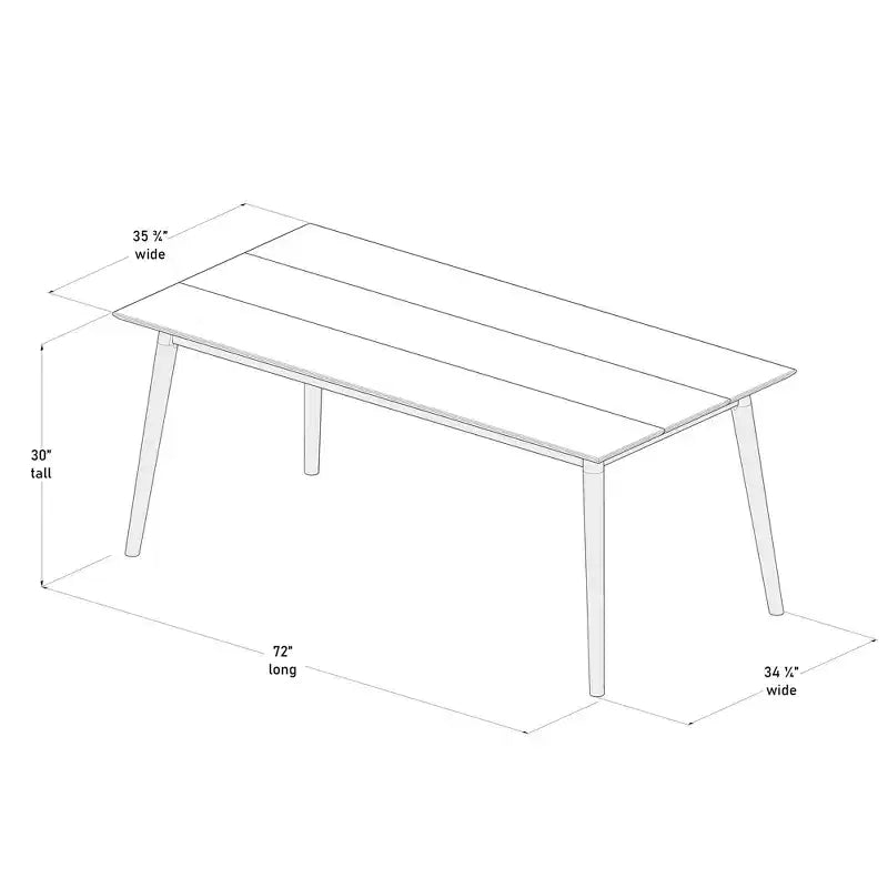 Plank+Beam 72 Tavolo da Pranzo Moderno Mid-Century, Tavolo da Cucina e Sala da Pranzo in Legno Massello per 6 Persone