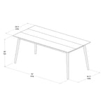 Plank+Beam 72 Tavolo da Pranzo Moderno Mid-Century, Tavolo da Cucina e Sala da Pranzo in Legno Massello per 6 Persone