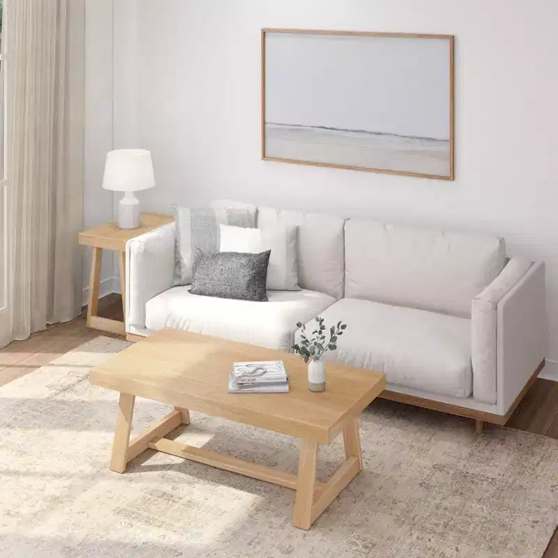 Tavolino Rettangolare Classico in Legno Massello Plank+Beam, Tavolino da Divano da 25" per Soggiorno, Tavolino Laterale