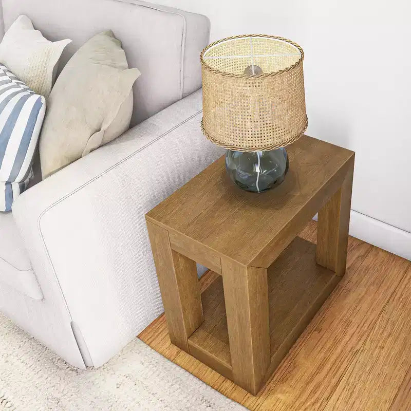 Tavolino rettangolare moderno Plank+Beam con ripiano, 25, tavolo in legno massello con contenitore