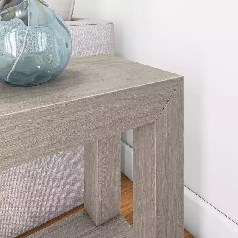 Tavolino rettangolare moderno Plank+Beam con ripiano, 25, tavolo in legno massello con contenitore