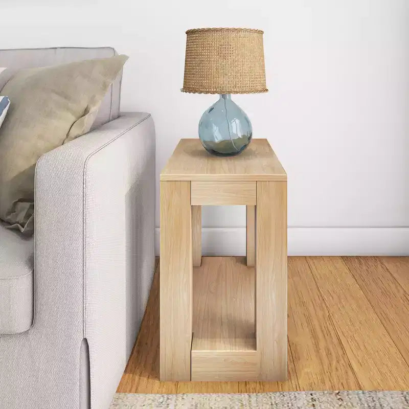 Tavolino rettangolare moderno Plank+Beam con ripiano, 25, tavolo in legno massello con contenitore