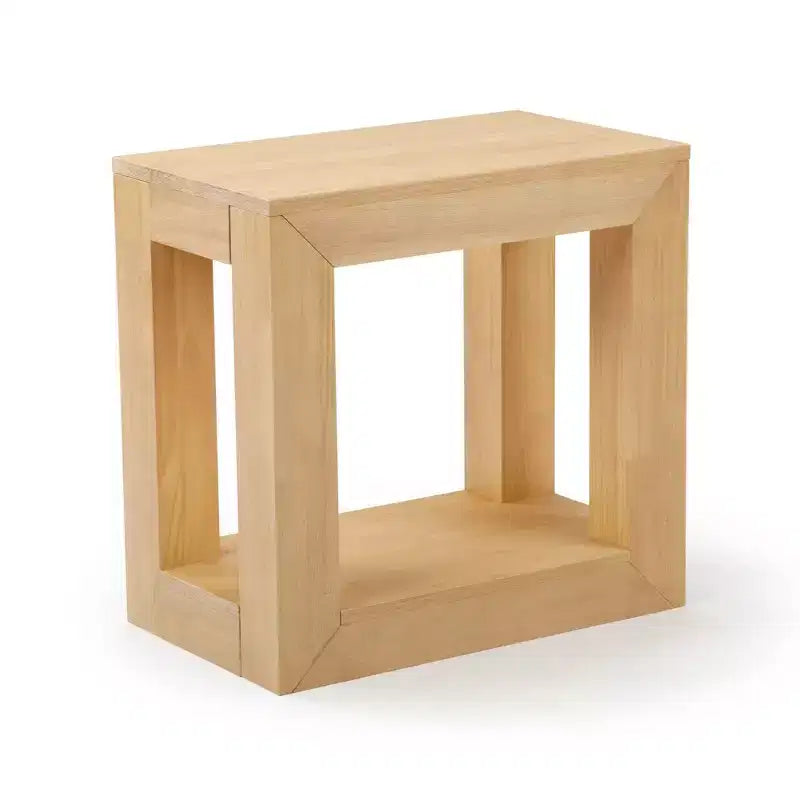 Tavolino rettangolare moderno Plank+Beam con ripiano, 25, tavolo in legno massello con contenitore