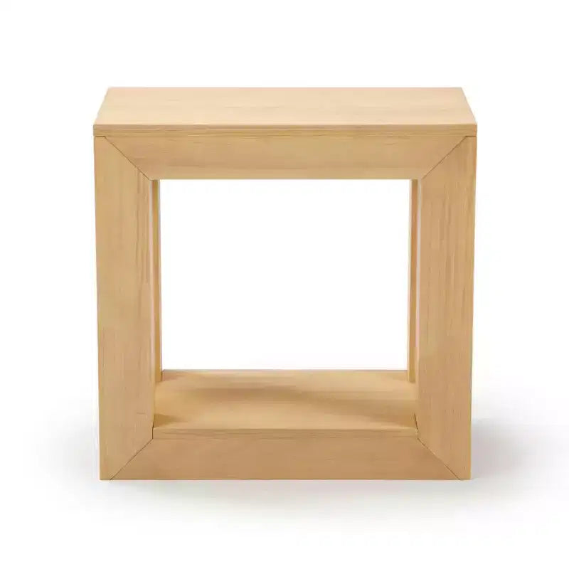 Tavolino rettangolare moderno Plank+Beam con ripiano, 25, tavolo in legno massello con contenitore
