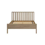 Struttura letto matrimoniale Plank+Beam scandinavo con testiera, letto a piattaforma in legno massello per adulti