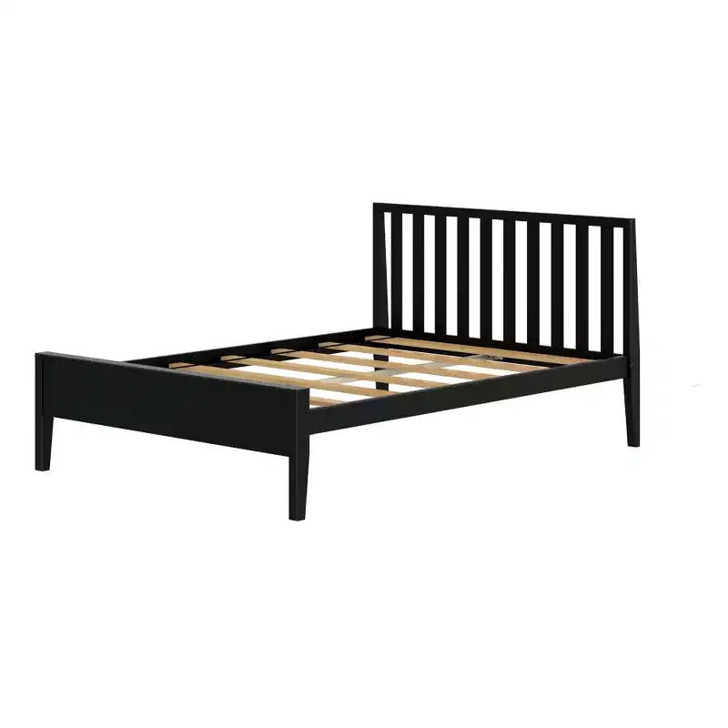 Struttura letto matrimoniale Plank+Beam scandinavo con testiera, letto a piattaforma in legno massello per adulti