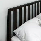 Struttura letto matrimoniale Plank+Beam scandinavo con testiera, letto a piattaforma in legno massello per adulti