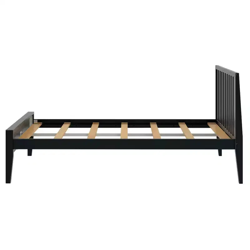 Struttura letto matrimoniale Plank+Beam scandinavo con testiera, letto a piattaforma in legno massello per adulti