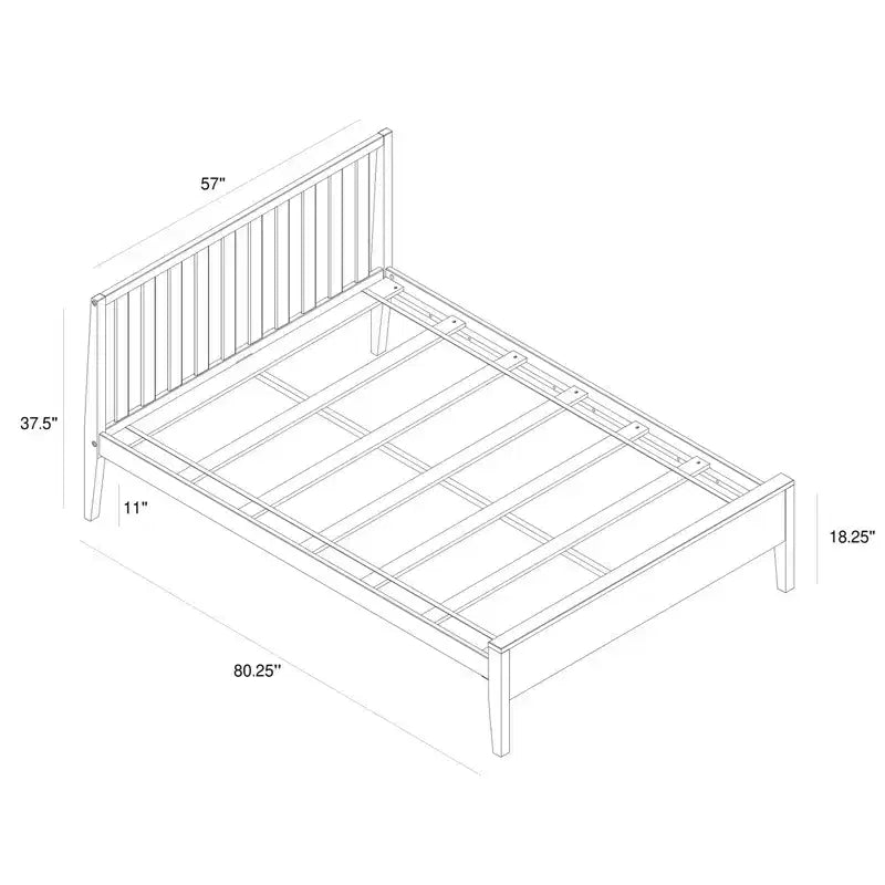 Struttura letto matrimoniale Plank+Beam scandinavo con testiera, letto a piattaforma in legno massello per adulti