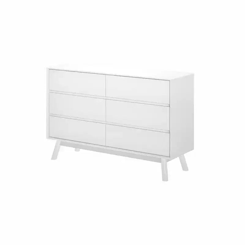 Comò a 6 cassetti in legno massiccio, stile moderno di metà secolo, Plank+Beam
