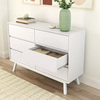 Comò a 6 cassetti in legno massiccio, stile moderno di metà secolo, Plank+Beam