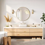 Specchio rotondo dorato, grande specchio da bagno circolare da posizionare sopra il lavandino, specchio da parete rotondo con cornice in metallo dorato, specchi circolari da parete