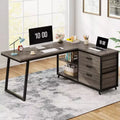 Lantine 53-Inch L-Shaped Computer Desk with 3 Drawers and Shelves