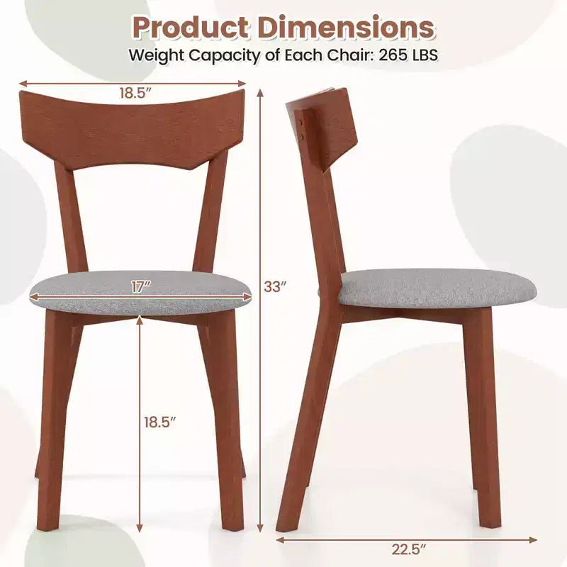 Set di 2/4 sedie da pranzo senza braccioli in legno Costway con gambe in legno di caucciù e seduta imbottita
