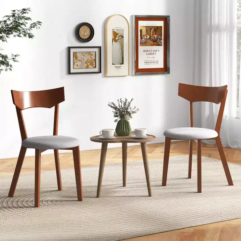 Set di 2/4 sedie da pranzo senza braccioli in legno Costway con gambe in legno di caucciù e seduta imbottita