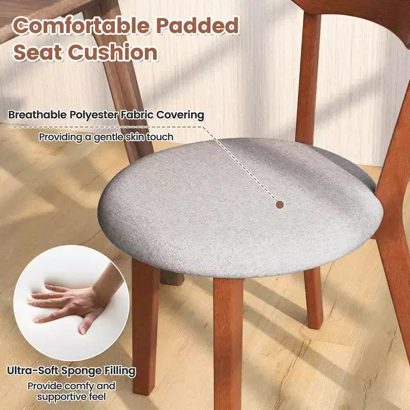 Set di 2/4 sedie da pranzo senza braccioli in legno Costway con gambe in legno di caucciù e seduta imbottita
