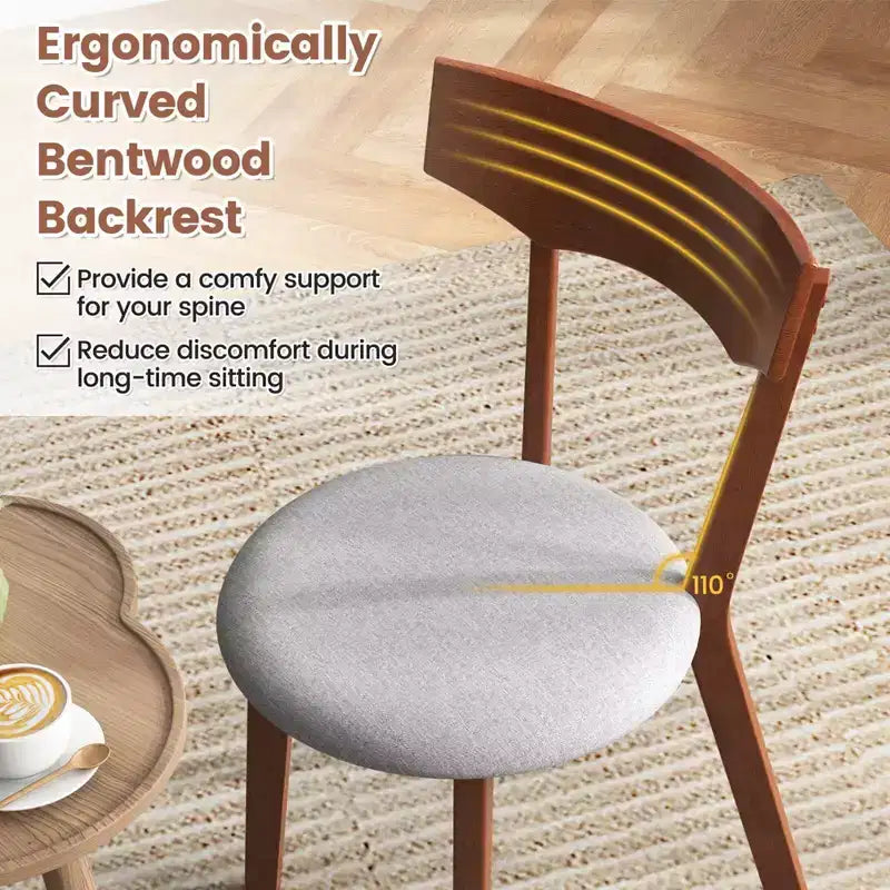 Set di 2/4 sedie da pranzo senza braccioli in legno Costway con gambe in legno di caucciù e seduta imbottita