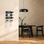 Sorbus Appendiabicchieri da Parete con Struttura in Filo Metallico e Legno Grigio - per Bicchieri da Vino, Bicchieri da Champagne e Bicchieri in Generale