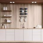 Sorbus Appendiabicchieri da Parete con Struttura in Filo Metallico e Legno Grigio - per Bicchieri da Vino, Bicchieri da Champagne e Bicchieri in Generale
