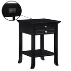 Breighton Home American Heritage Logan Single Drawer End Table with Charging Station and Pull-Out Shelf