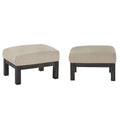 Pouf Rivestito in Stile Mission con Cuscino in Schiuma e Molle e Base in Legno di Gomma – Lino Beige / Ruggine / Marrone Scuro / Oliva, Singolo
