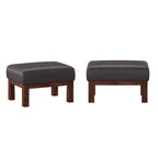 Pouf Rivestito in Stile Mission con Cuscino in Schiuma e Molle e Base in Legno di Gomma – Lino Beige / Ruggine / Marrone Scuro / Oliva, Singolo
