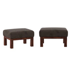Pouf Rivestito in Stile Mission con Cuscino in Schiuma e Molle e Base in Legno di Gomma – Lino Beige / Ruggine / Marrone Scuro / Oliva, Singolo