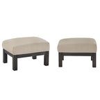 Pouf Rivestito in Stile Mission con Cuscino in Schiuma e Molle e Base in Legno di Gomma – Lino Beige / Ruggine / Marrone Scuro / Oliva, Singolo