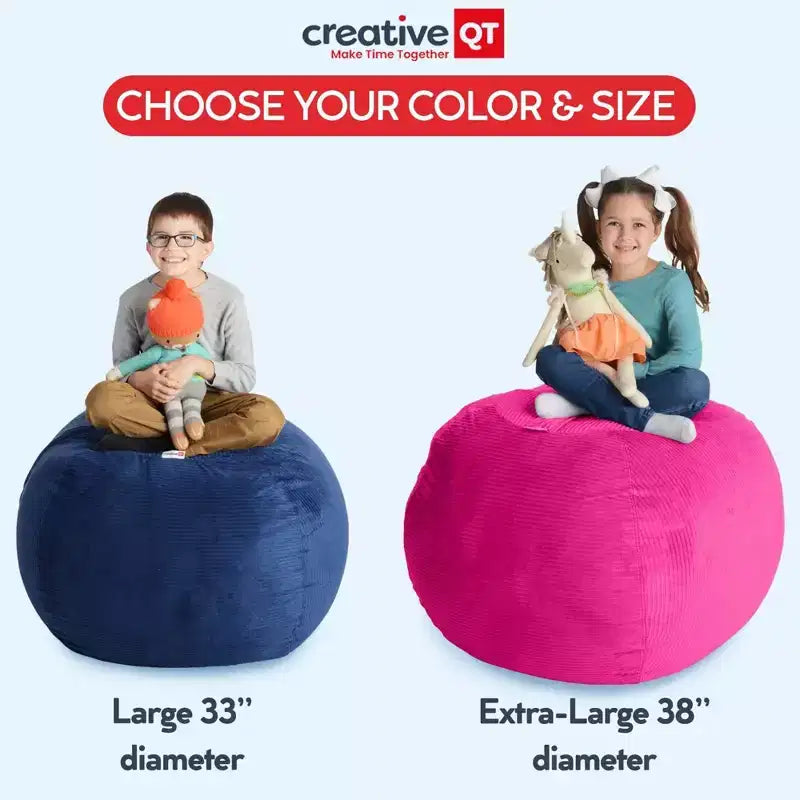 CreativeQT Stuff n Sit XL 38 Copertura per Sacchi a Pelo per Giocattoli di Peluche, Ottima come Organizer per la Camera da Letto o Sedia, Fantasia Floreale Grigia
