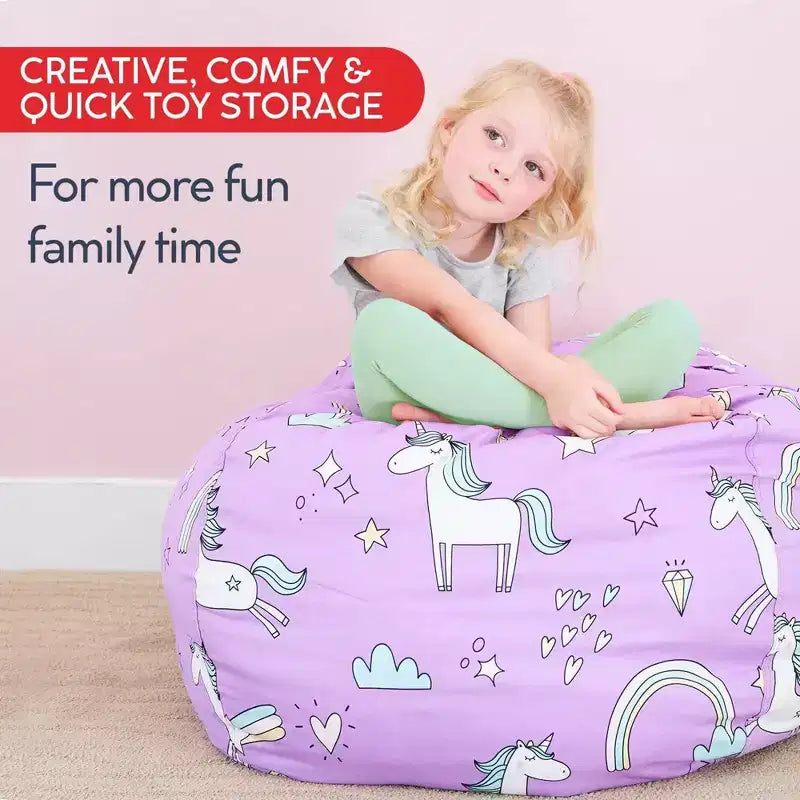 CreativeQT Stuff n Sit XL 38 Copertura per Sacchi a Pelo per Giocattoli di Peluche, Ottima come Organizer per la Camera da Letto o Sedia, Fantasia Floreale Grigia