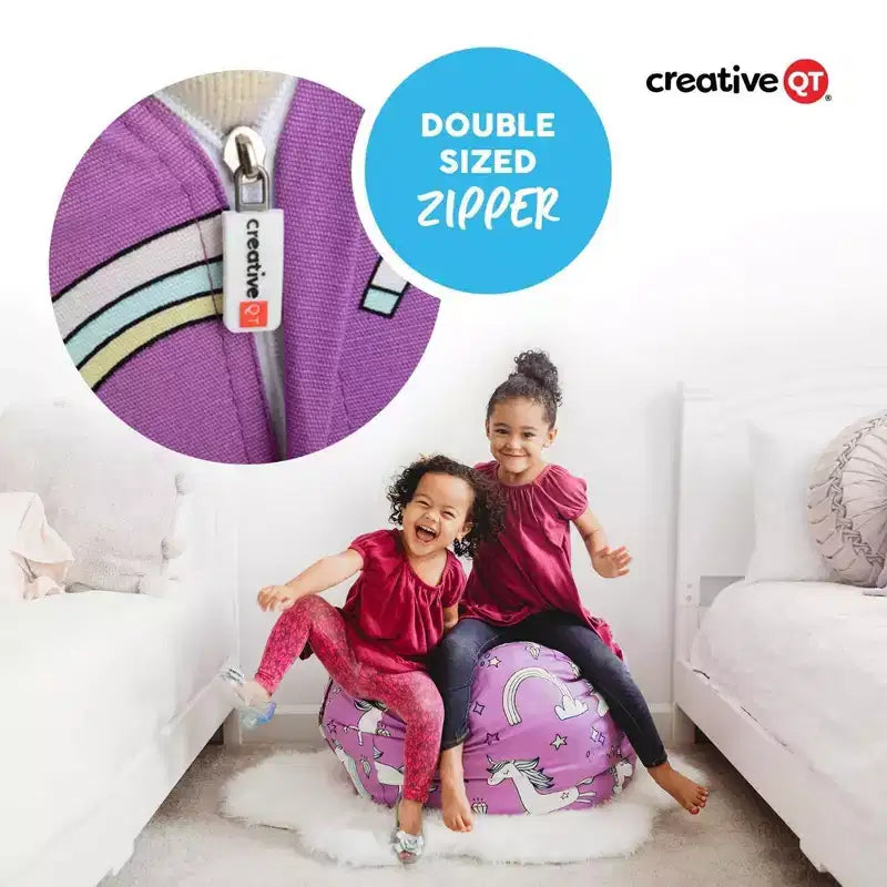 CreativeQT Stuff n Sit XL 38 Copertura per Sacchi a Pelo per Giocattoli di Peluche, Ottima come Organizer per la Camera da Letto o Sedia, Fantasia Floreale Grigia